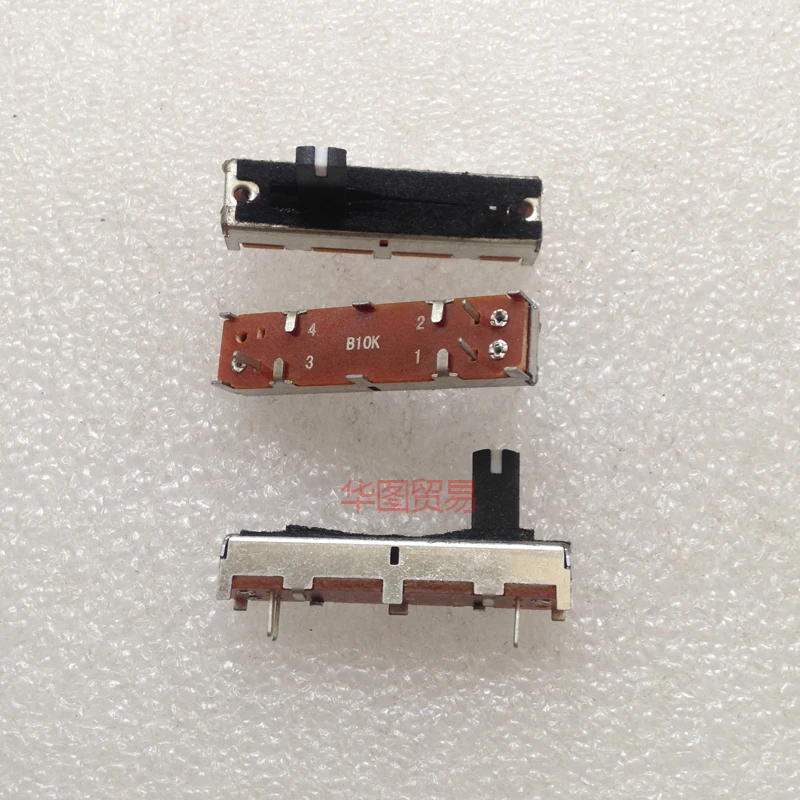 Mixer Equalizer Single-Link Mono 35mm Slide Potentiometer Fader B10K / White Point / Midpoint Fader 3 Foot 1pcs