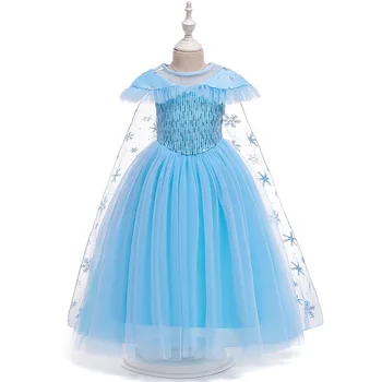 

2020 New Baby Girls Summer Blue Princess Cloak Dresses Kids Infant Ball Gown Party Tutu Dress Clothes Birthday Wedding Dress