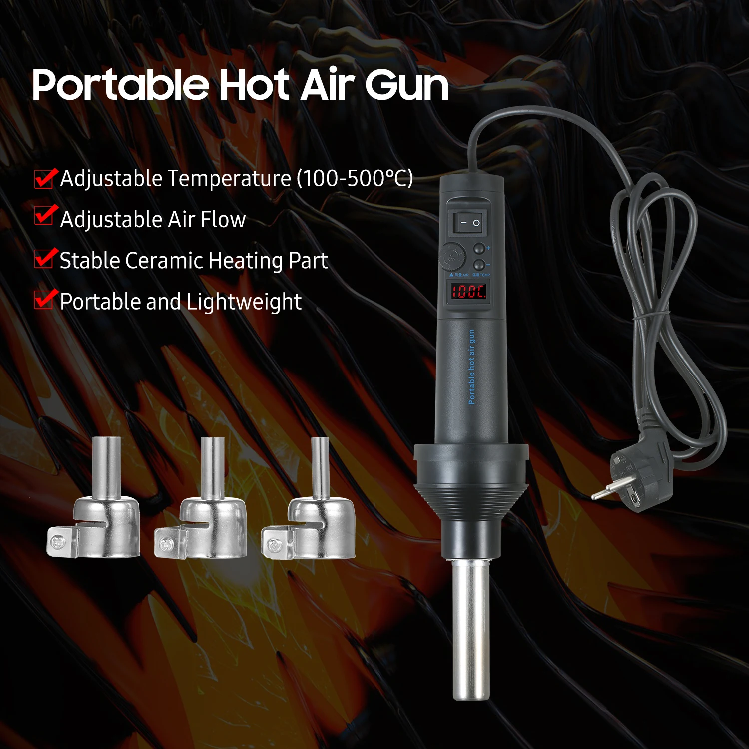 Mini Heat Gun 420w Portable Hot Air Gun Digital Screen Adjustable  Temperature & Air Flow Handheld Craft Heat Adhesive Welding - Heat Gun -  AliExpress