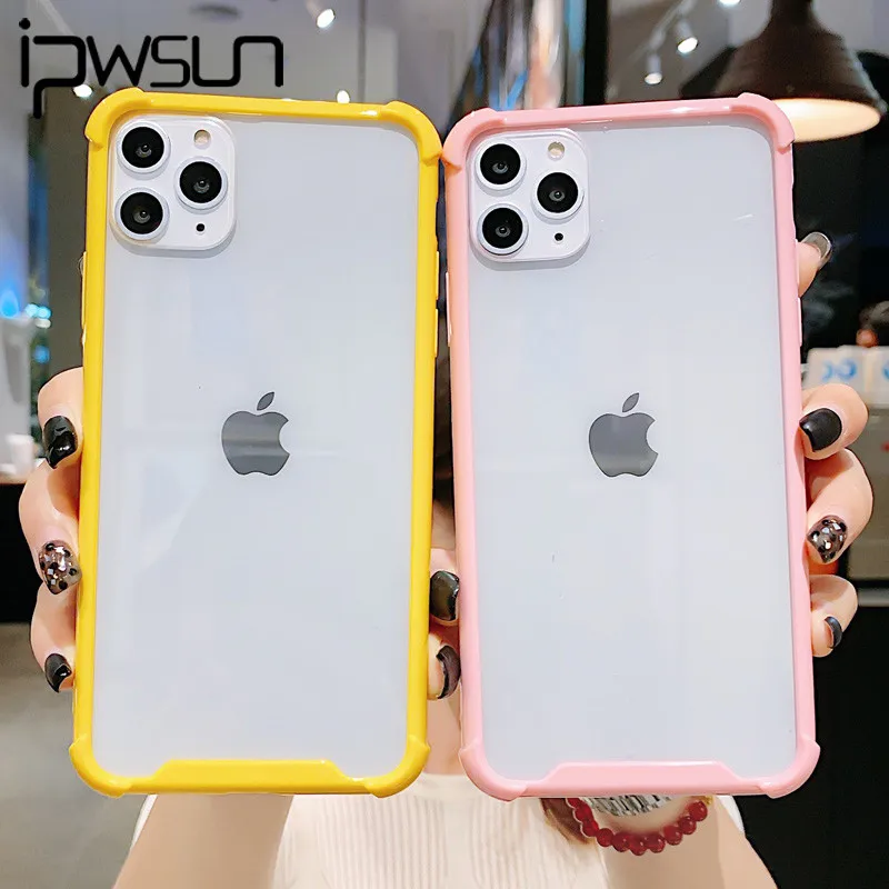 Прозрачный чехол iPWSOO для телефона iPhone 11 Pro Max X XR XS 7 8 Plus рамка карамельных цветов