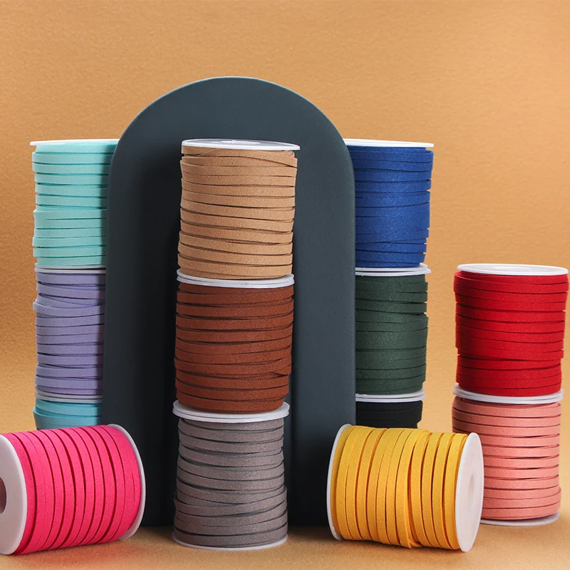 5MM 5yards 19colors Flat Faux Suede Braided Cord Belt Leather Korean Velvet Leather Jewelry Making Diy Handmade Bracelet