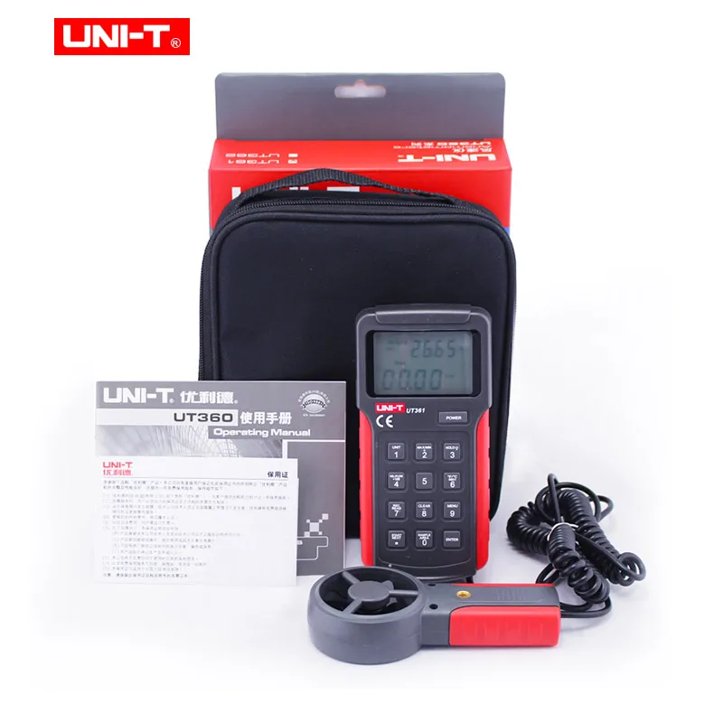 UNI T UT361 Анемометр измеритель скорости ветра цифровой тахометр с ЖК дисплеем и