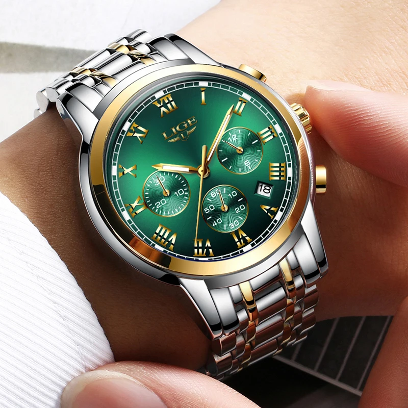 

Business Watches Men Luxury Brand LIGE Chronograph Men Sports Watches Waterproof Full Steel Quartz Men's Watch Relogio Masculino
