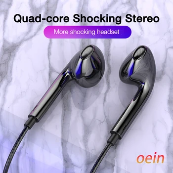 

wjhh Quad-core Mobile Wired Headphones 3.5 Sport Earbuds with Bass Phone Earphone Wire Stereo Headset Mic Music Earphones