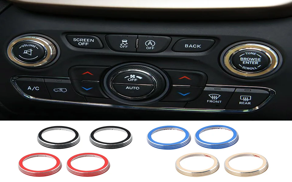 SHINEKA Interior Mouldings For Jeep Grand Cherokee 2014-2016 CD Switch Button Knob Cover Ring Trims Stickers For Grand Cherokee