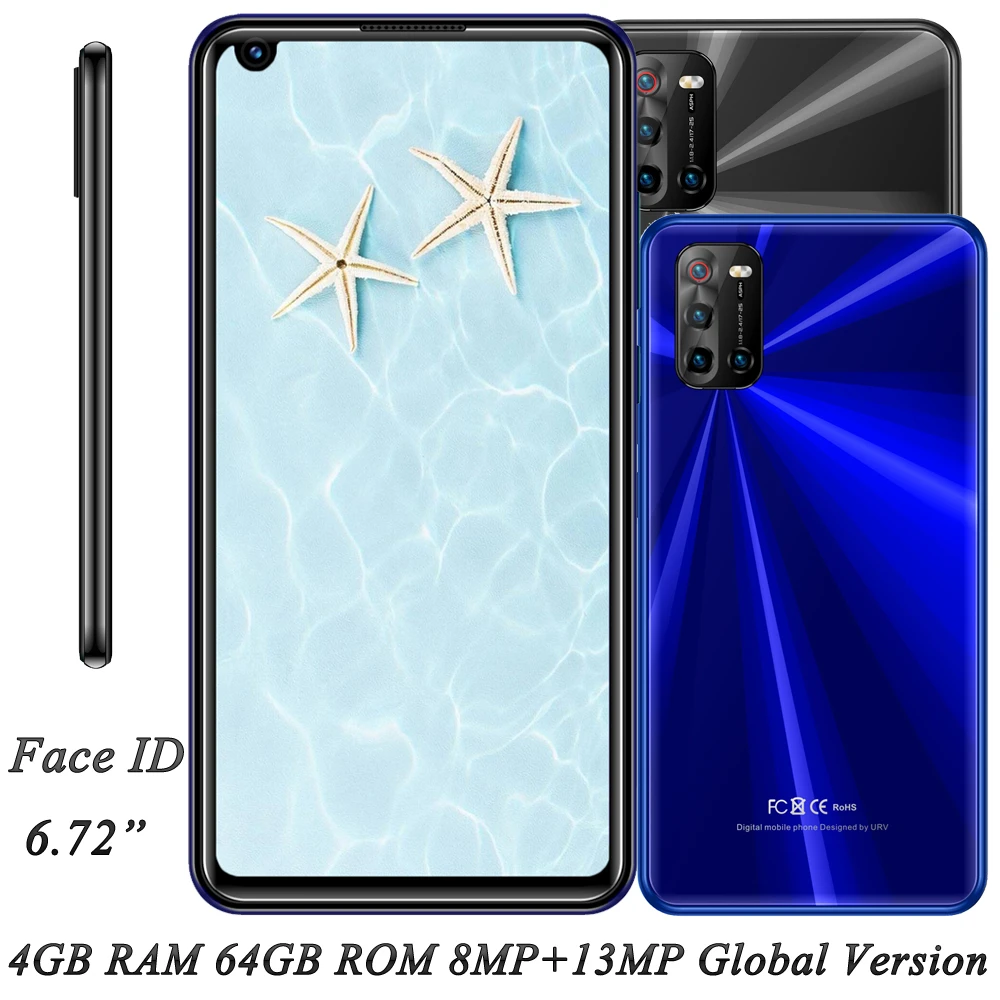 free android cell phone LTE Wifi F3 4G RAM 64G/32GROM 13MP Face ID Cheap Android Global Version 6.72" Mobile Phones Smartphones Celular Unlocked wifi samsung dual sim phone price