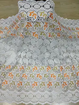 

2020 High Quality African Lace Fabric Cotton Embroidery Nigerian Bazin Riche Fabric French Lace Fabrics 5Yards/lot