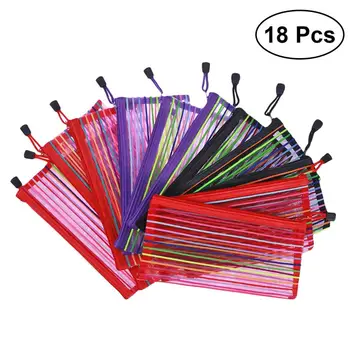 

18pcs B6 Document Mesh Zipper Bags Cosmetics Tickets Phone Pouch Organizer Storage Bag Pocket for Home Office School