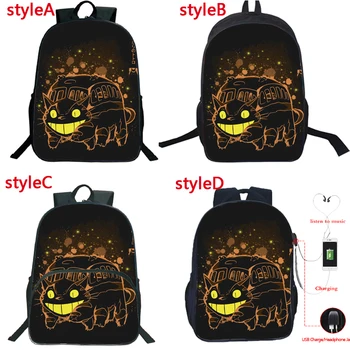 

Tonari No Totoro Backpack Women Men USB Charge Knapsack Multifunction School Bags for Teenage Girls Boys Travel Shoulder Bags