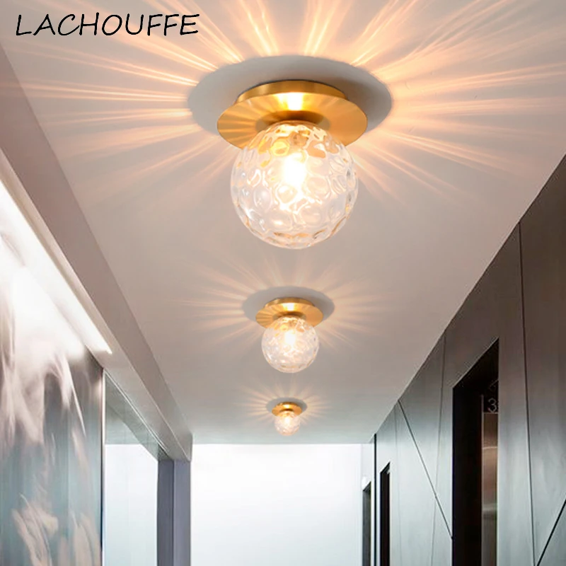 

Nordic Gold Glass Ceiling Lamp Modern Simple Led Ceiling Light Fixture for Corridor Bedroom Stairs Bathroom Luminaire Home Deco