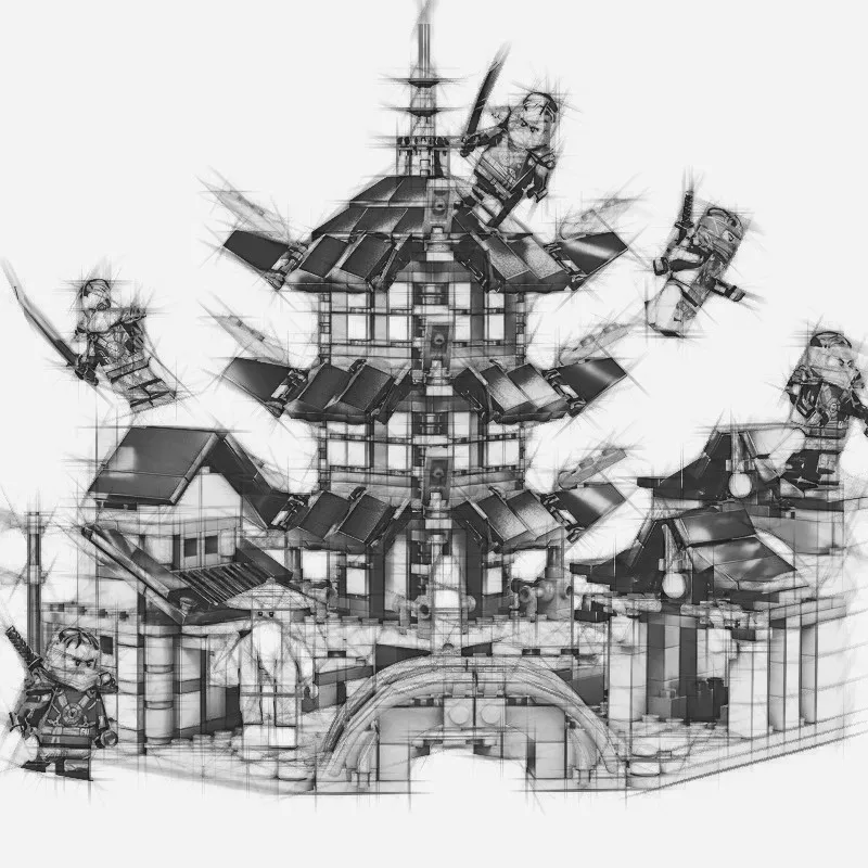 

737pcs Diy Ninja Temple of Airjitzu Ninjagoes Smaller Version Building Blocks Set Compatible with Legoinglys Toy for Kids Bricks