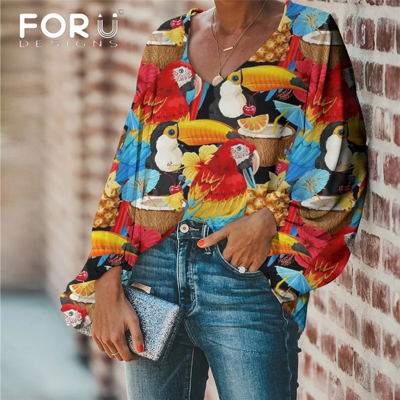 parrot print blouse