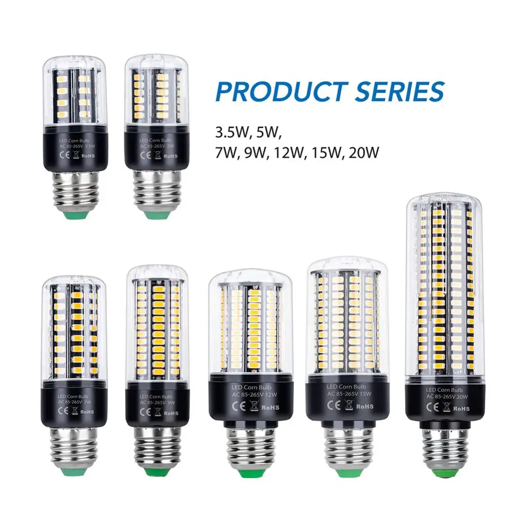 LED Bulbs E14 Corn Lamp E27 220V LED Candle Light Bulb 3.5W 5W 7W 9W 12W 15W 20W Lampada Led 110V B22 Bombillas No Flicker 5736
