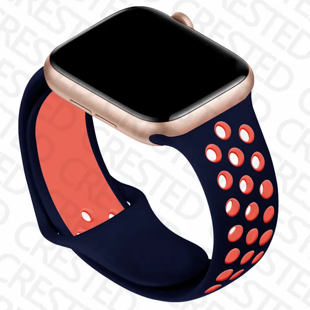 Silicone Strap For Apple Watch band 44mm 40mm iWatch 38mm 42mm Smartwatch watchband Bracelet Apple Watch 6 SE 5 4 3 Accessories Blue Black-Mango