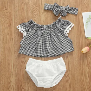 

New Newborn Baby Girls Clothes Short Sleeve Tops+Briefs 2PCS Outfits Set Cute Clothing Sets Summer Sunsuit 0-24M