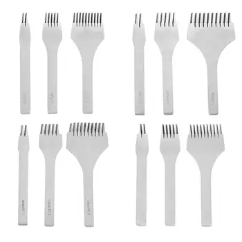 

NEW-3.85Mm White Steel Flat Chisel Leather Craft Tools Hole Punch Kit Diy Tool 2 Prong/5 Prong/10 Prong