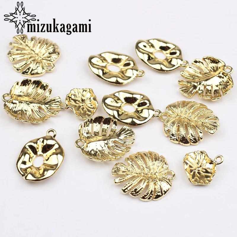 

10pcs/lot Zinc Alloy Golden 3D Leaves Charms Earring Base Earring Connector For DIY Earrings Jewelry Accessorie