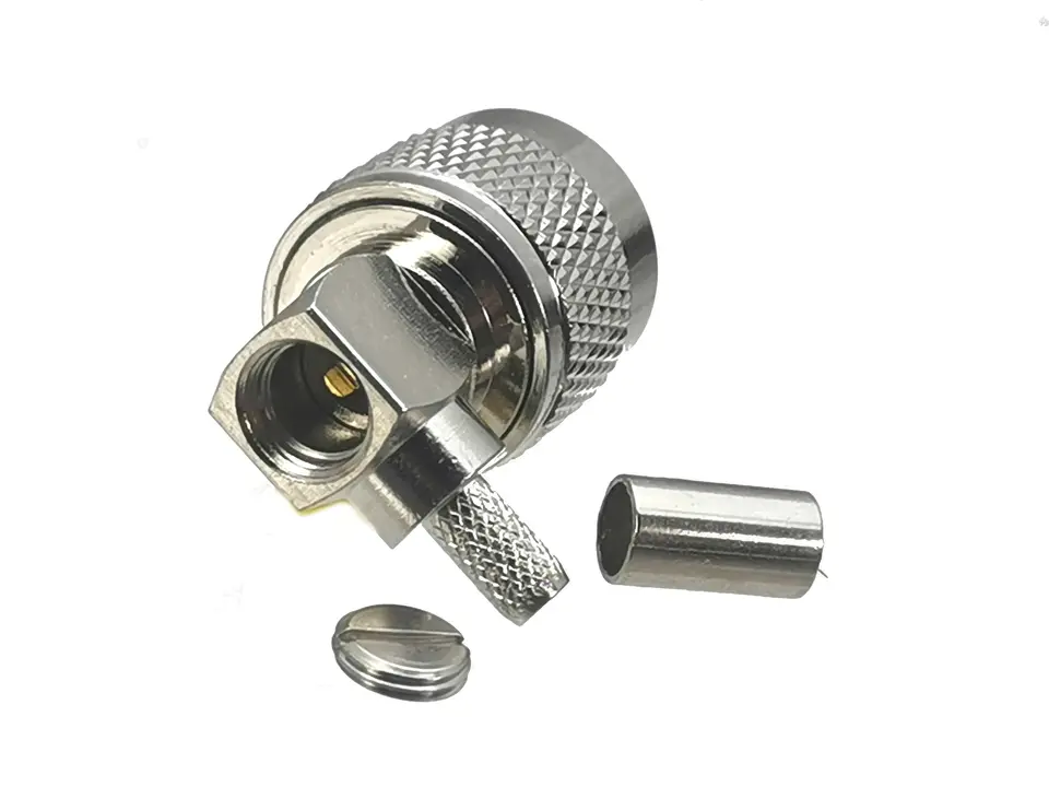 Silver UHF PL259 Male Angle Crimp Connector - For RG58, LMR195, RG142 Coax Cable