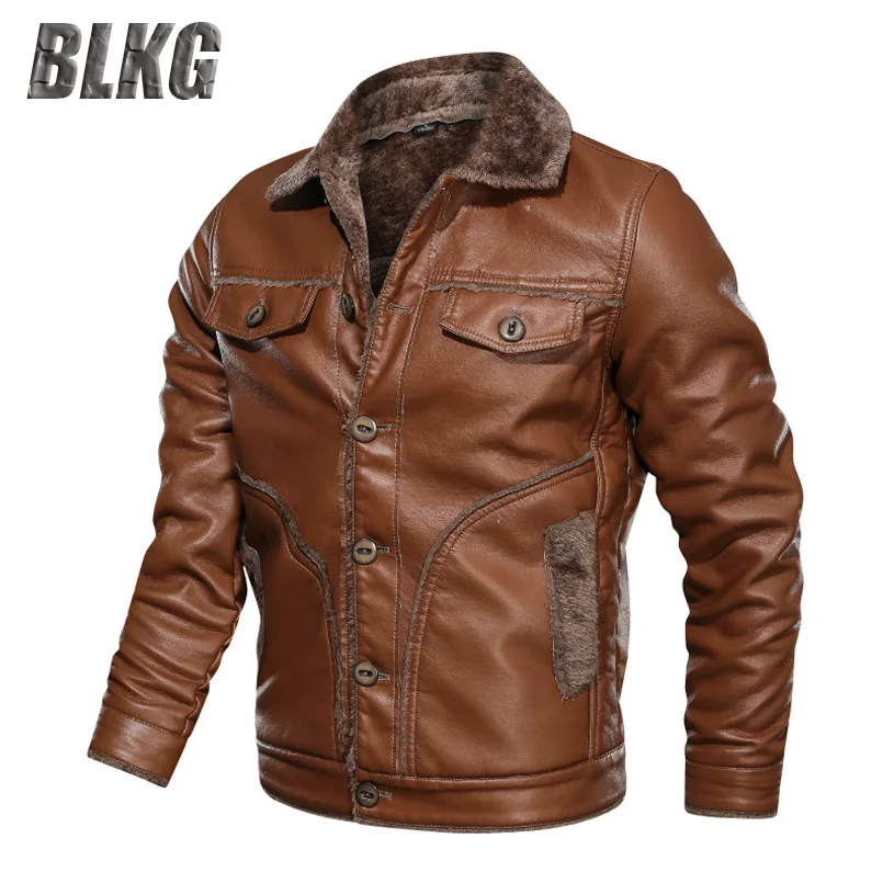 Мужская кожаная куртка из искусственной кожи размеры 7XL 8XL|Куртки искуственной