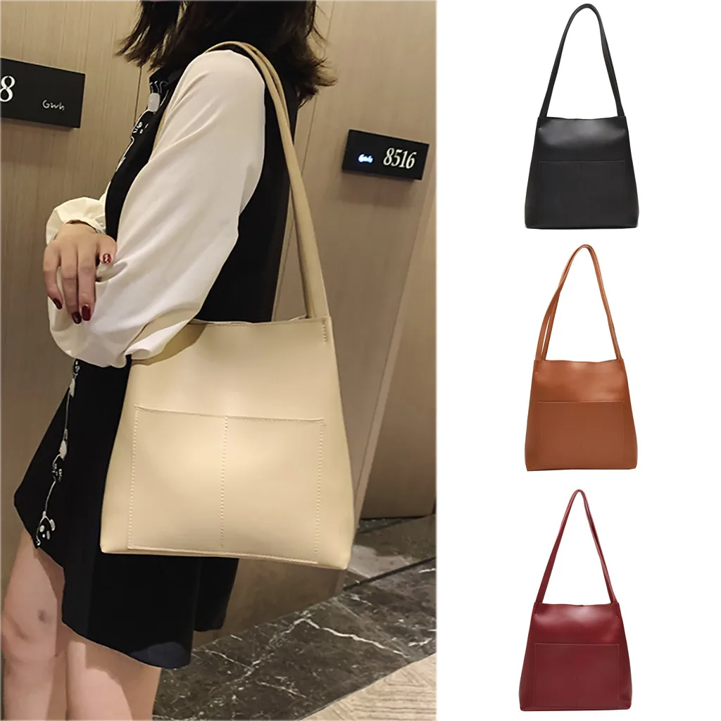 

MAIOUMY Women leather handbag retro bucket shoulder bag ladies Messenger bag large capacity ladies shopping bag dropshipping #03