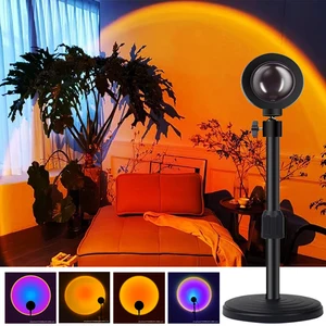 USB Sunset Lamp Red Rainbow Projector Led Night Light Sun Projection Desk Lamp for Bedroom Bar Coffee Store Wall Decoration