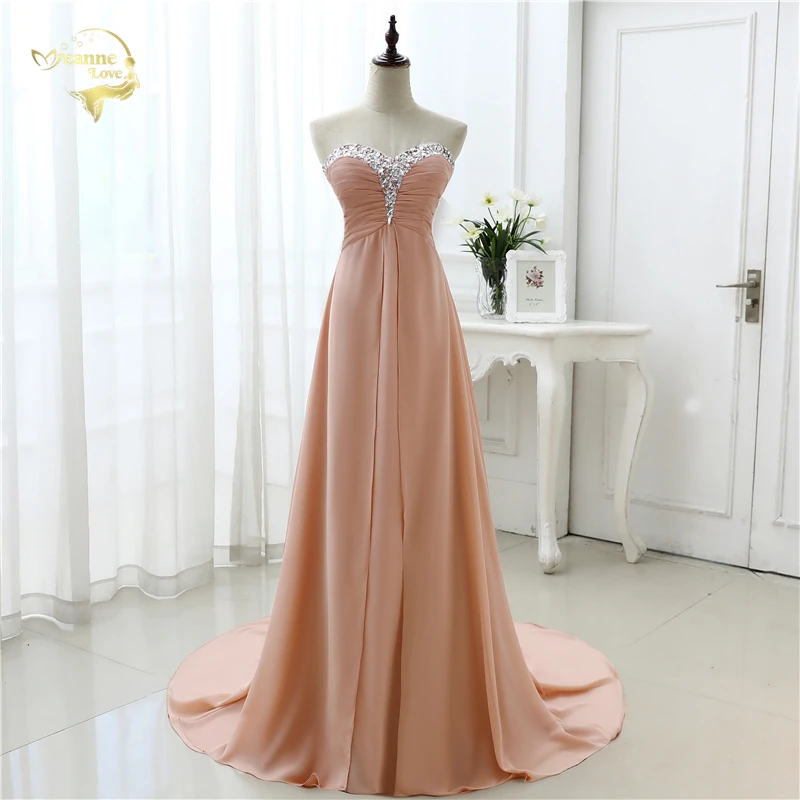 

Free Shipping ! Cheap Price ! In Stock ! Sweetheart Beading Crystal Long Dress Train Chiffon Evening Dresses OL4311