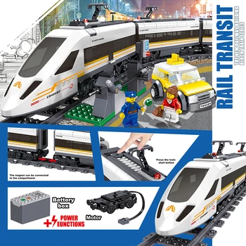 

City Electric Train Building Block Fit Technic High Speed Steam Train Bricks Battery Box Motor Power Children Toy Gift