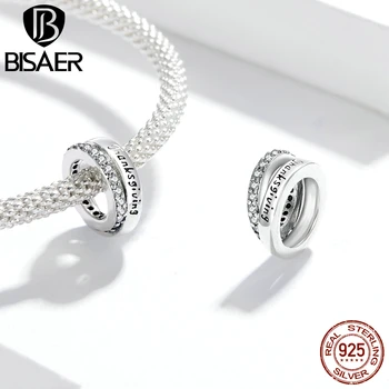 

BISAER Warm Thanksgiving Beads 925 Sterling Silver Happy Festival Charms Zircon Pendant Fit Bracelet Necklace Summer Jewelry