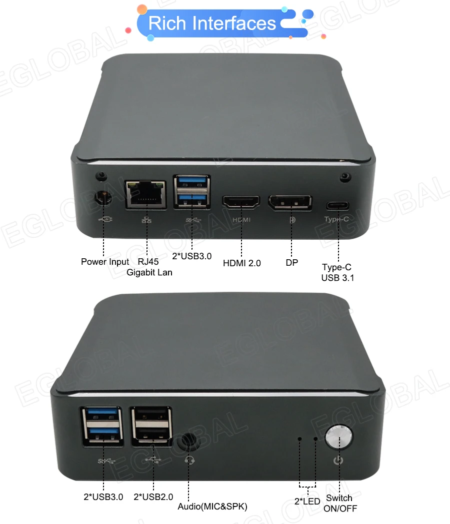Новый мини ПК Windows 10 Intel i7 10510U I5 10210U 2 * DDR4 M.2 Nuc ультра компактный Barebone компьютер Type C