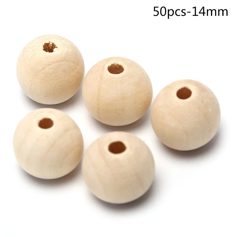50/100 шт. натуральное дерево Прорезыватели для зубов Для детей DIY деревянный ювелирных изделий Ремесла без примесей свинца и деревянных шариков - Цвет: 50pcs 14mm