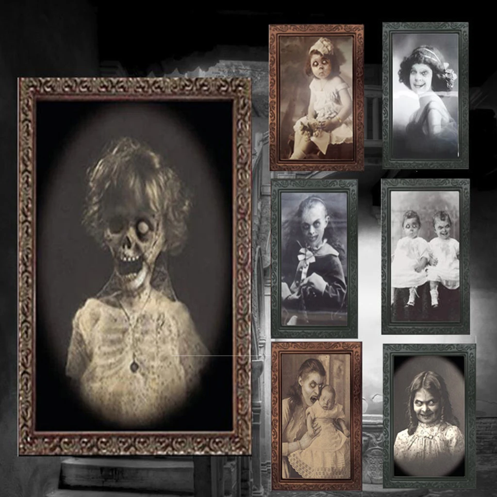 

2019 Halloween Decoration 3D Ghost Picture Frame Horrible Zombies Changing Face Photo Frame Halloween Party Decor Backdrop Props