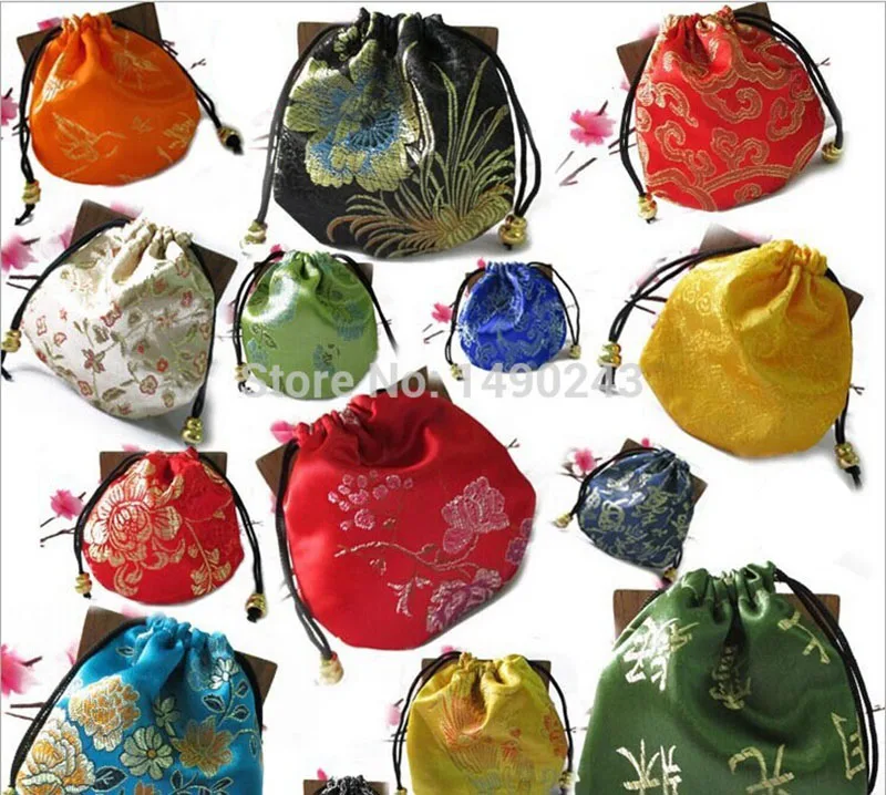 

Wholesale 11cm x11cm Mix Color Drawstring Chinese Style Embroider Jewelry Gift Pouch Bags