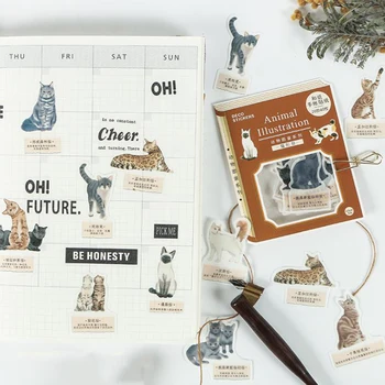 

40 Pcs/pack Kawaii Animal Series Bird Cat Rabbit Journal Decorative Stationery Stickers Scrapbooking DIY Diary Album Stick Label