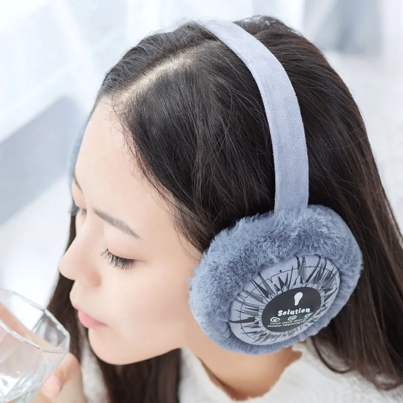 Детские наушники, Bluetooth наушники, складные теплые наушники, Беспроводная музыкальная плюшевая гарнитура для детей и взрослых, рождественские подарки - Цвет: Blue Grey
