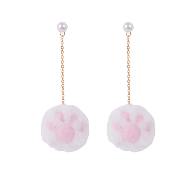 

2020 Earing Korean Wool Lovely For Claw Mao Qiu Dong Earrings Cross-border Allergy Earpins Long Pendant Jewelry Wholesale