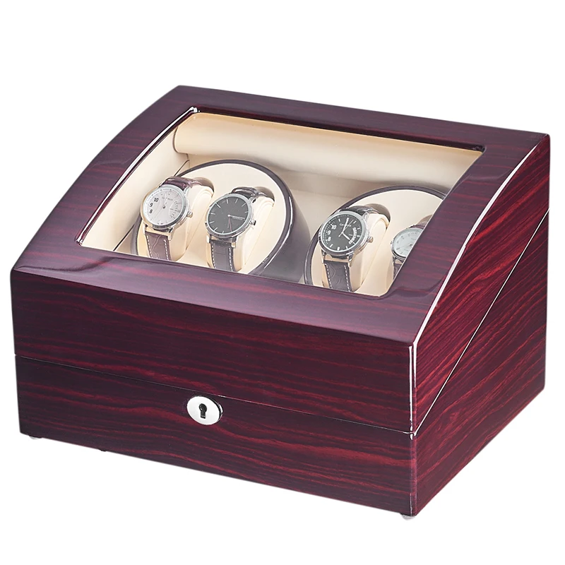 

JQUEEN 4 Automatic Watch Winder Ebony Baking Finish with 6 Storage Case 10 Modes For Mechanical Watch