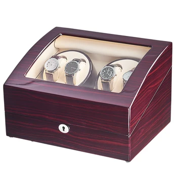 

JQUEEN 4 Automatic Watch Winder Ebony Baking Finish with 6 Storage Case 10 Modes For Mechanical Watch