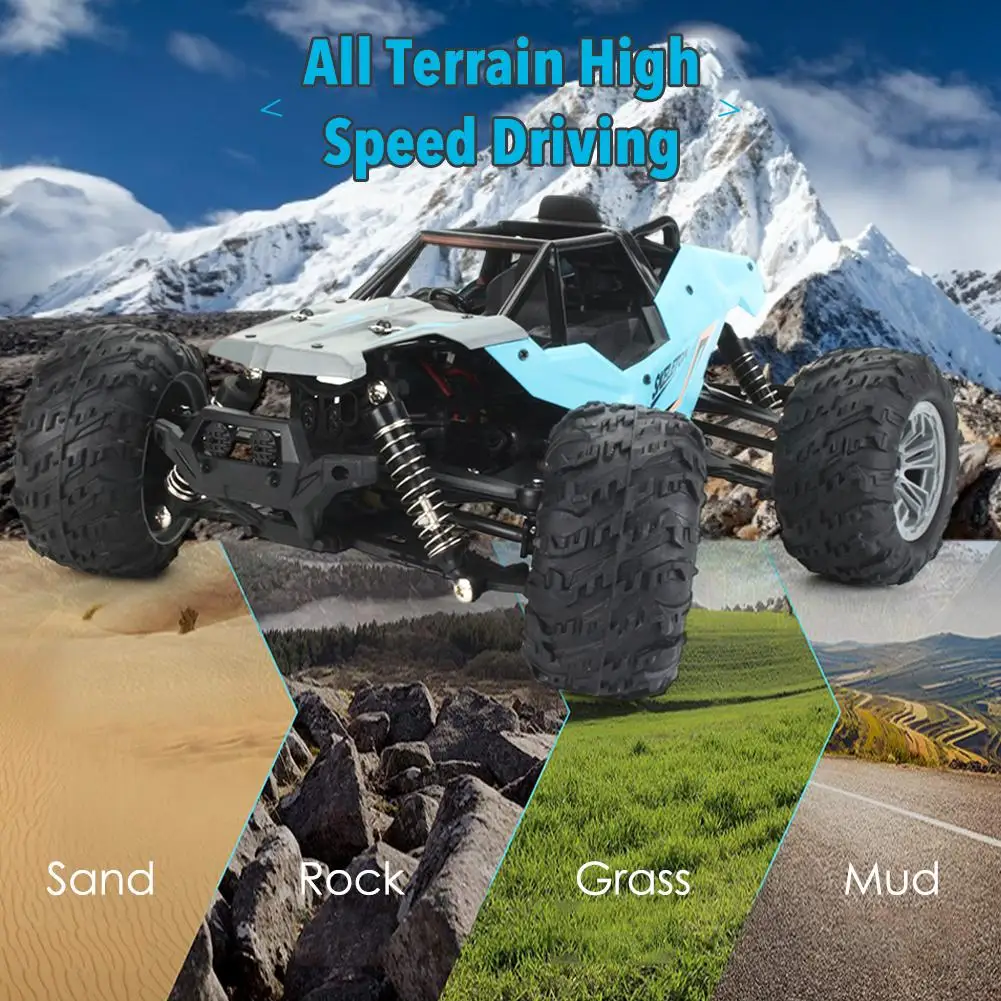 Blue Машинка с дистанционным управлением перезаряжаемая DIY 4WD 1/16 гоночный автомобиль Грузовик внедорожник электрическая игрушка с 45 км/ч скорость 20+ мин играть - Цвет: Blue