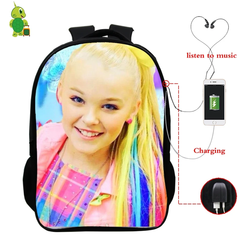 2 Популярные звезды Jojo Siwa рюкзак Многофункциональный USB зарядка школьные сумки для подростков рюкзак для девочек с отделением для ноутбука Большая Дорожная сумка на плечо - Цвет: 2