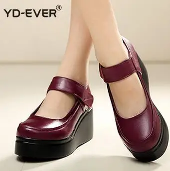 

Spring Autumn Wedges platform High heel Shoe genuine Leather For Women's Shoes HY1479