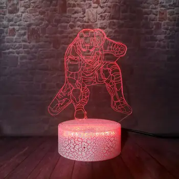 

Novelty 3D Illusion LED Nightlight Colorful Changing Light Avengers Iron man Marvel Model action & toy figures gift