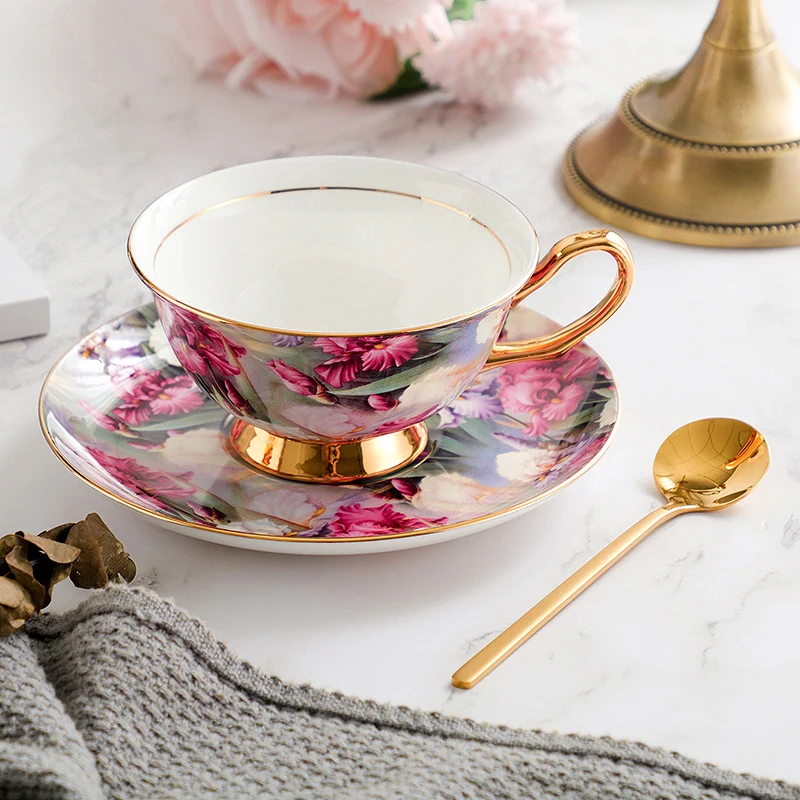 Европейский Королевский набор кофейных чашек из костяного фарфора роскошные