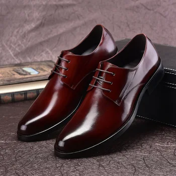 

Men's Leather Shoes Business Formal Wear Lace-up Round Toe Wedding Shoes Men Shoes Cowhide Comfortable Oxfords Chaussure Homme