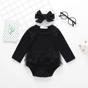

Newborn Baby Girl Fly Long Sleeve Polka Dots Casual Cotton Romper Spring