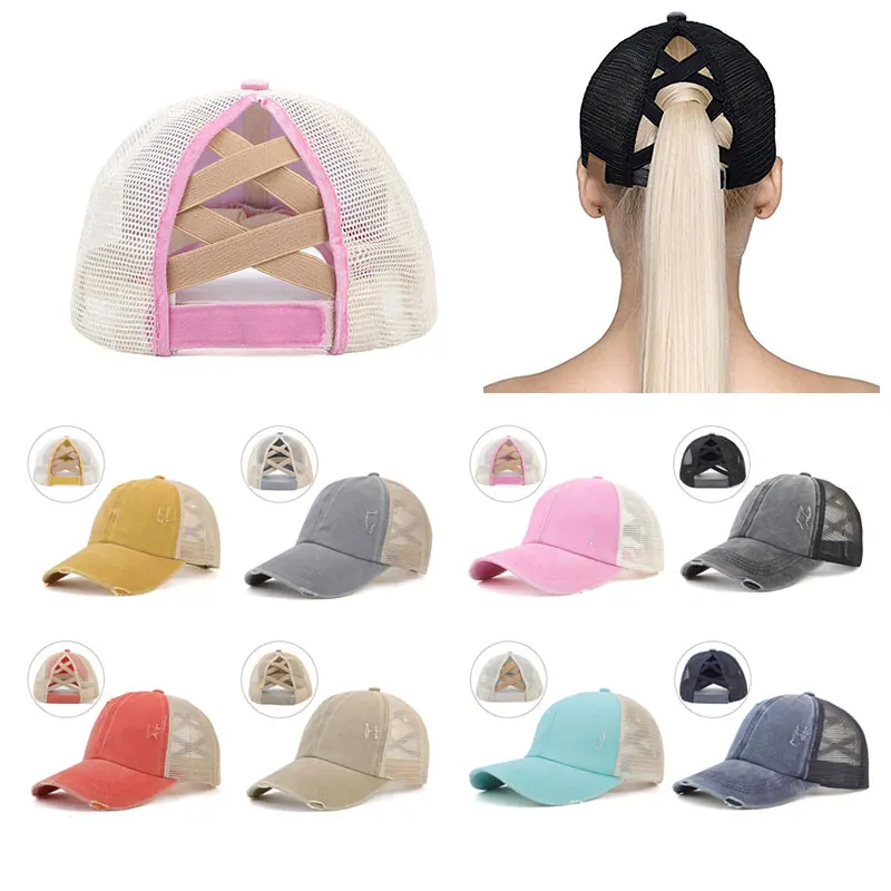 

Summer ponytail baseball cap ladies make old washed cotton trucker hat casual Snapback hat retro sun hat accessories hip hop hat