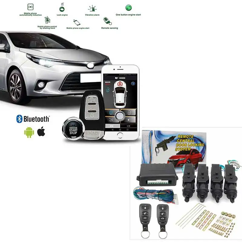 

1 Master 3 Remote Central Kit Door Lock Keyless Entry System +APP Remote Start For Car Android Smartphone Keyless Entry Alarm