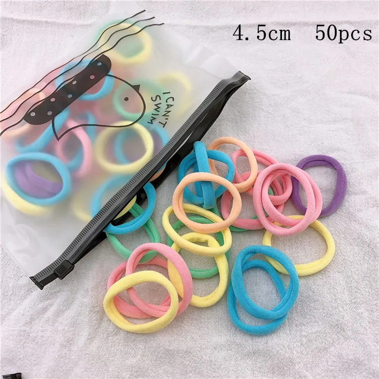 6 size 4.5cm 50 pcs Простая эластичная резинка для волос, резинка для волос, аксессуары для детей, женщин, девочек, детская бабочка, кольцо для волос, резинка для волос, резинка для волос, головной убор - Цвет: 6 size 4.5cm 50 pcs