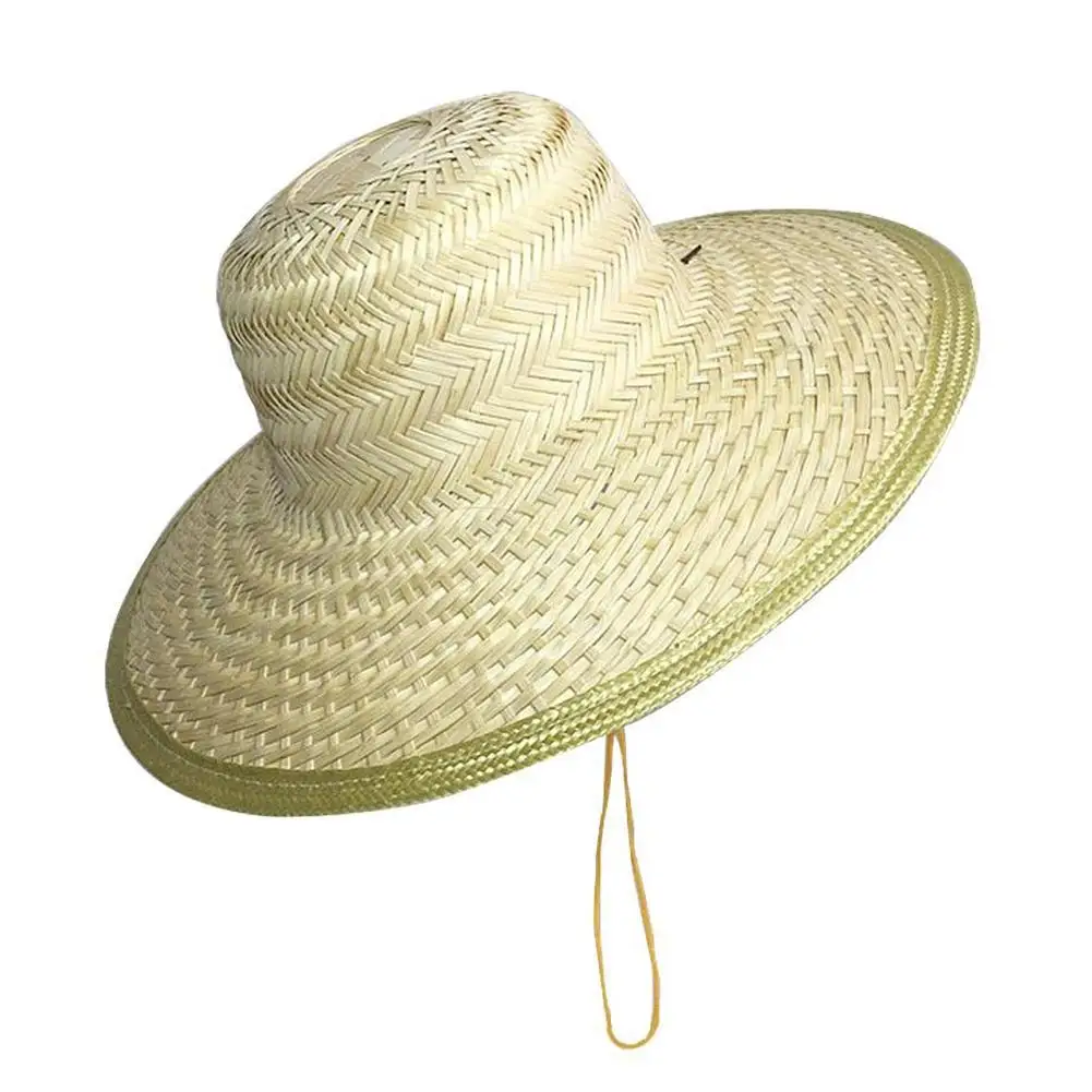 

Men Women Bamboo Weave Summer Outdoor Sun Protection Wide Brim Straw Hat Cap