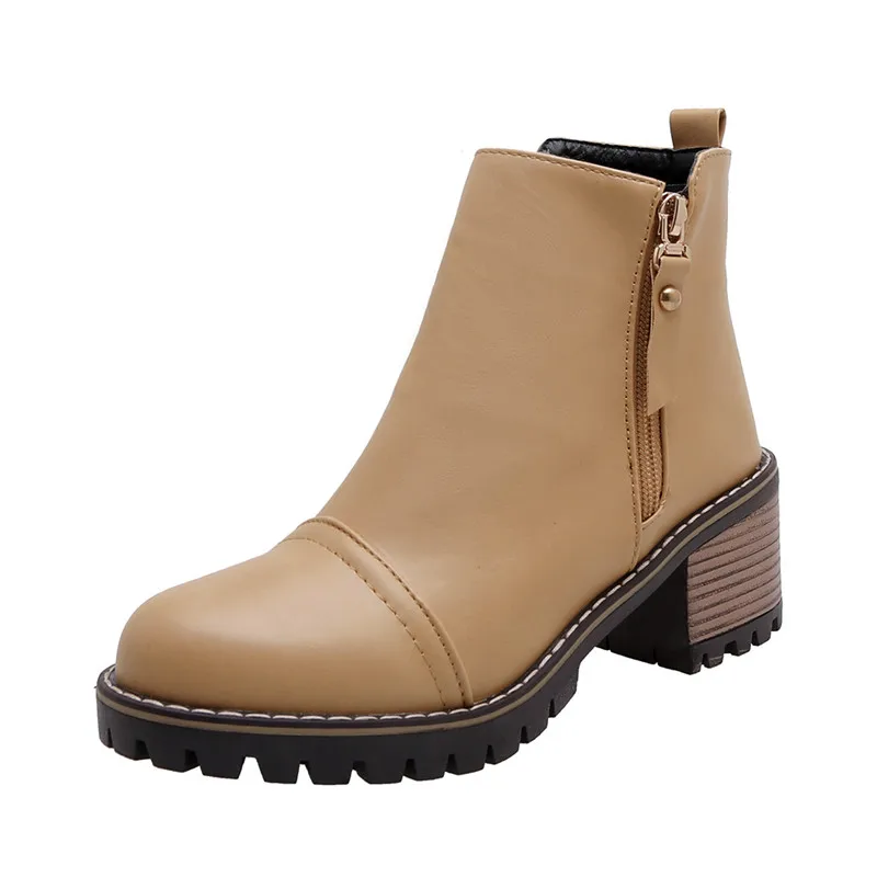 MORAZORA/ г., Новое поступление, женские ботильоны осенне-зимние ботинки на молнии с круглым носком простые удобные на квадратном каблуке, женская обувь
