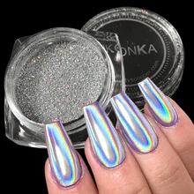 Голографическая пудра для ногтей блестящая Лазерная Голография мерцающий дизайн ногтей украшения Маникюр Сияющий хром пигмент зеркальный блеск для ногтей пыль